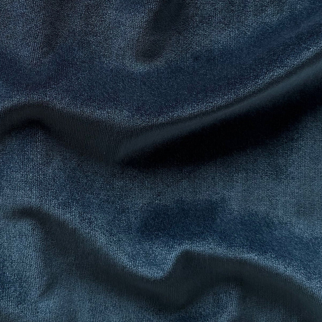 High-End Prussian Blue Fire Retardant Polyester Velvet (Made in Italy)