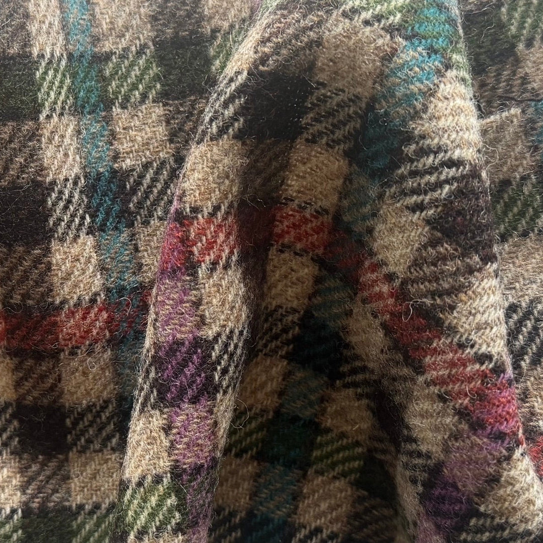Mid-Weight Lilac & Turquoise 1/2" Checks Shetland Woolen (Made in Italy)