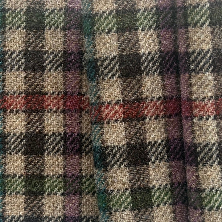 Mid-Weight Lilac & Turquoise 1/2" Checks Shetland Woolen (Made in Italy)