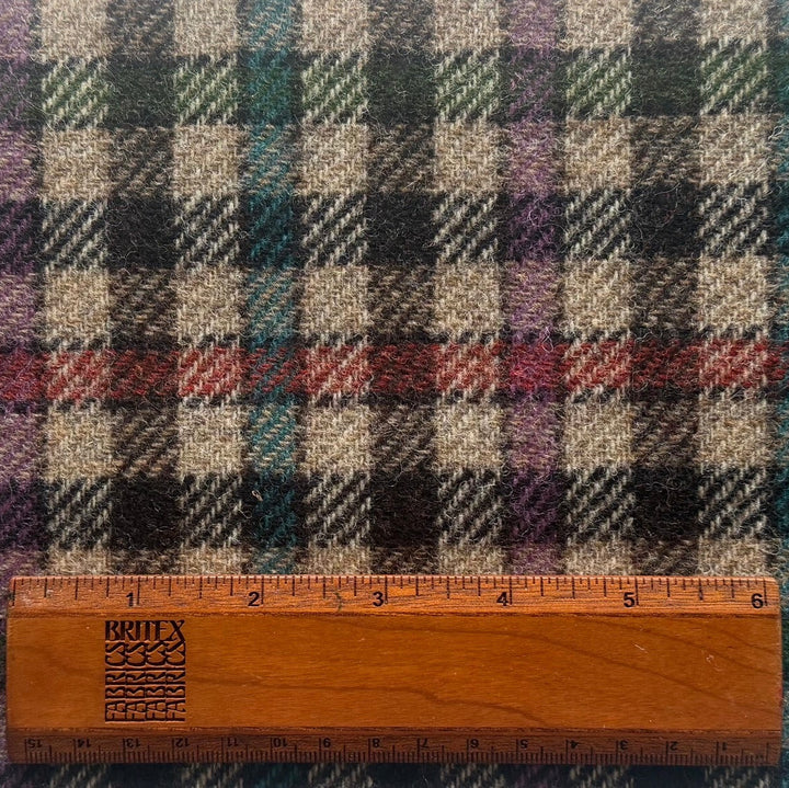 Mid-Weight Lilac & Turquoise 1/2" Checks Shetland Woolen (Made in Italy)