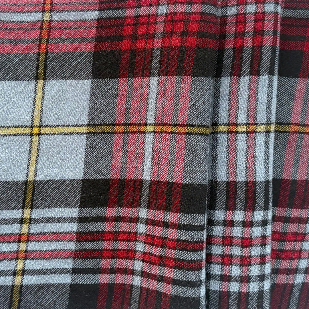 Lighter-Weight Wine & Sky Plaid Wool Challis (Made in Italy)