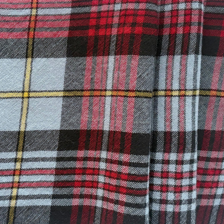 Lighter-Weight Wine & Sky Plaid Wool Challis (Made in Italy)