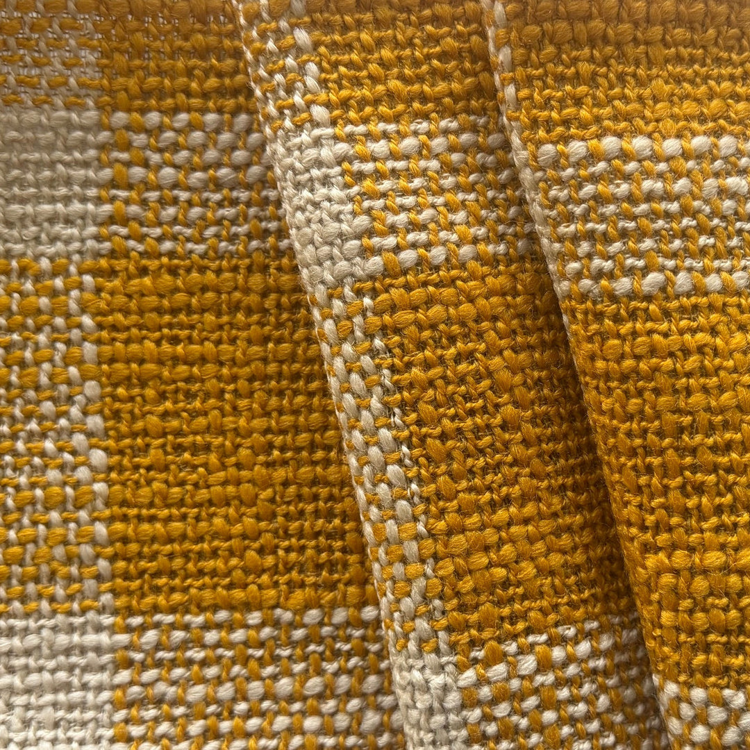 Mid-Weight Vivid Mustard & Natural Plaid Loose Wool Bouclé (Made in Italy)
