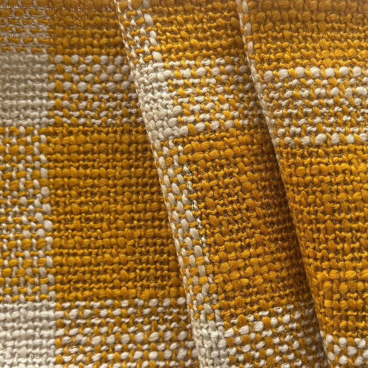 Mid-Weight Vivid Mustard & Natural Plaid Loose Wool Bouclé (Made in Italy)