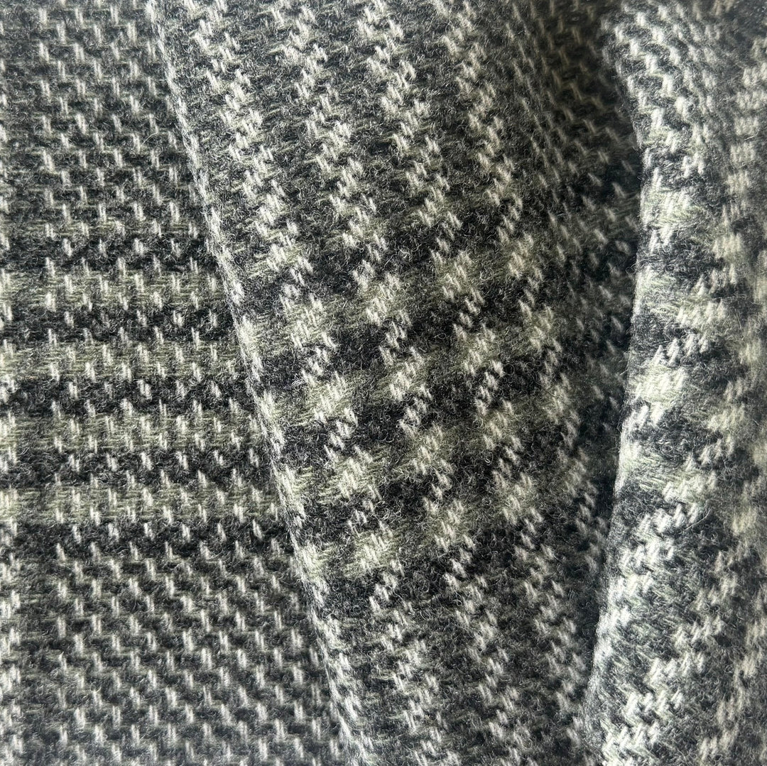 Mid-Weight Sage & Fog Plaid Shetland-Style Woolen (Made in Italy)