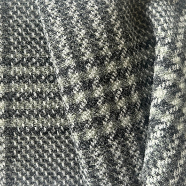 Mid-Weight Sage & Fog Plaid Shetland-Style Woolen (Made in Italy)