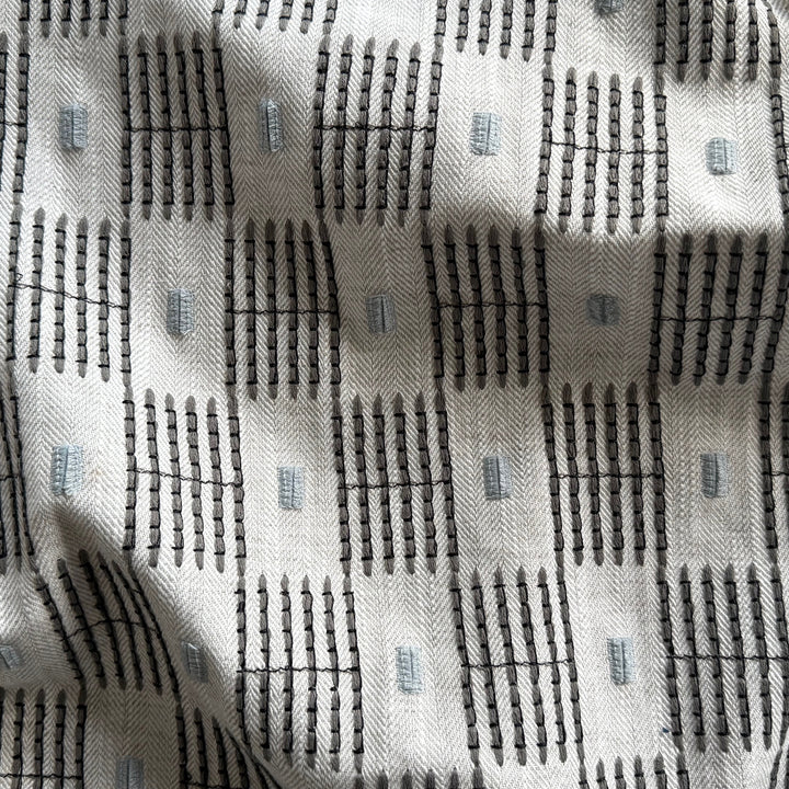 High End Embroidered Six Across Checkerboard Cotton Blend