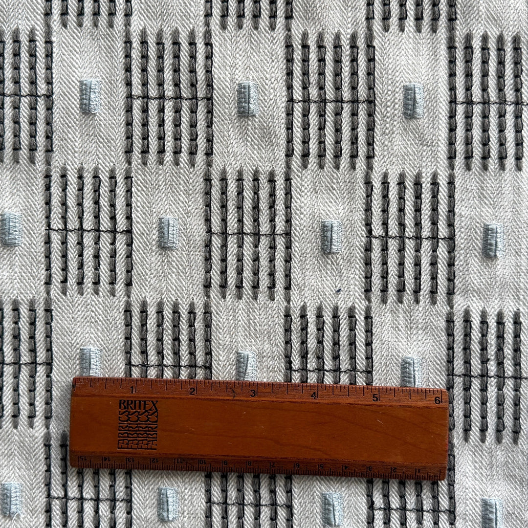 High End Embroidered Six Across Checkerboard Cotton Blend