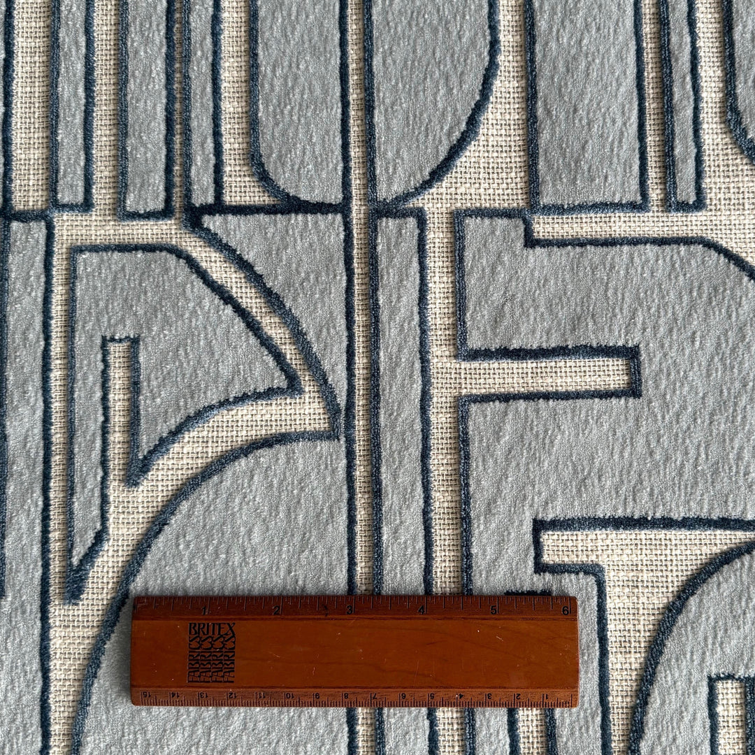 High End Ice Blue Velvet Puzzle Textured Cotton Blend (Made in India)