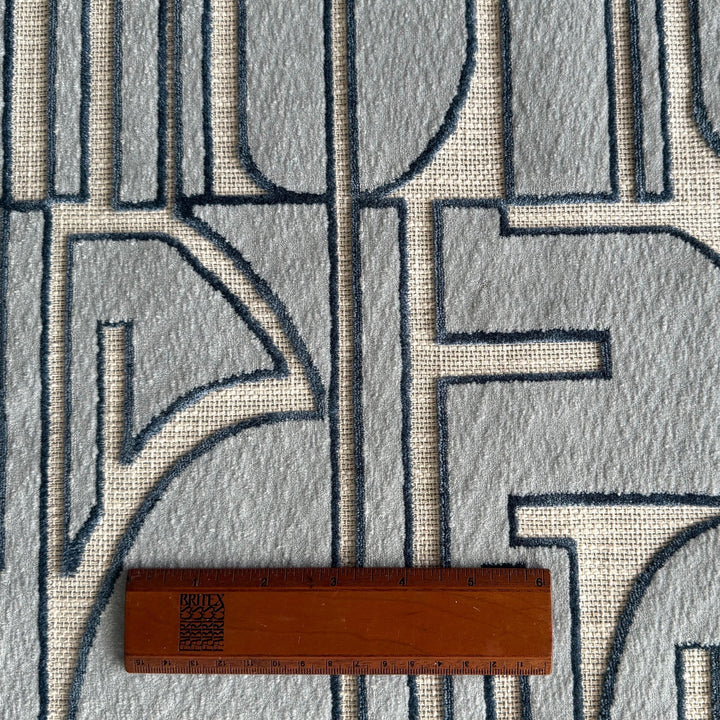 High End Ice Blue Velvet Puzzle Textured Cotton Blend (Made in India)