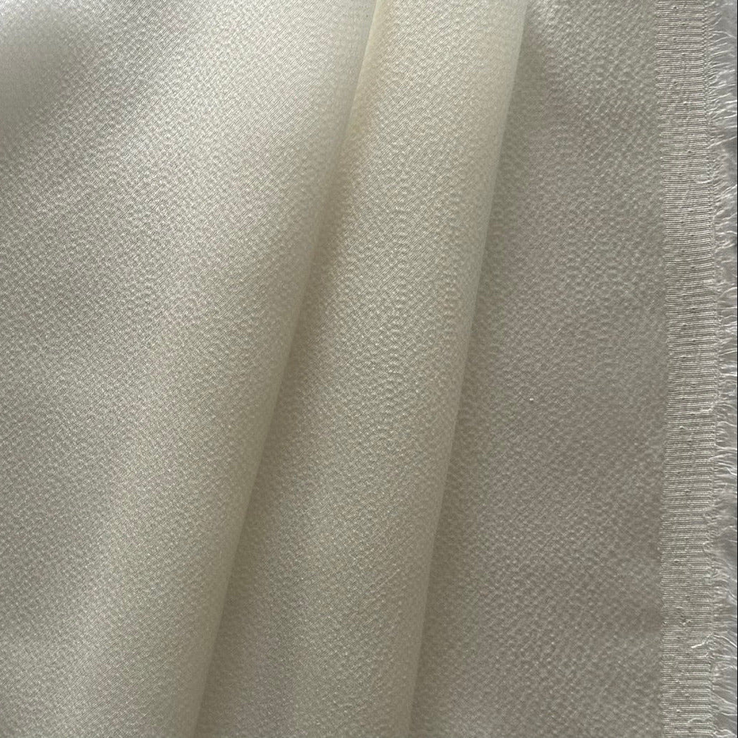Delicate Stippled White Silk Satin Charmeuse (Made in Italy)