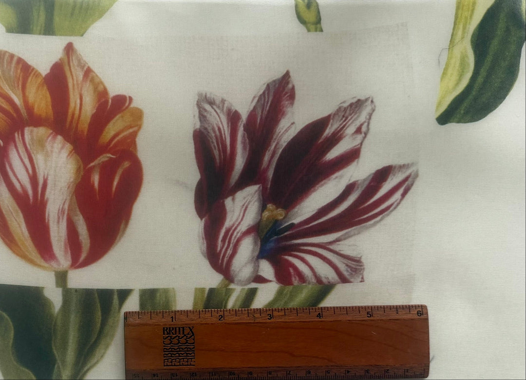 Digital Parrot Tulip Bower Crisp Silk Organza  (Made in Italy)