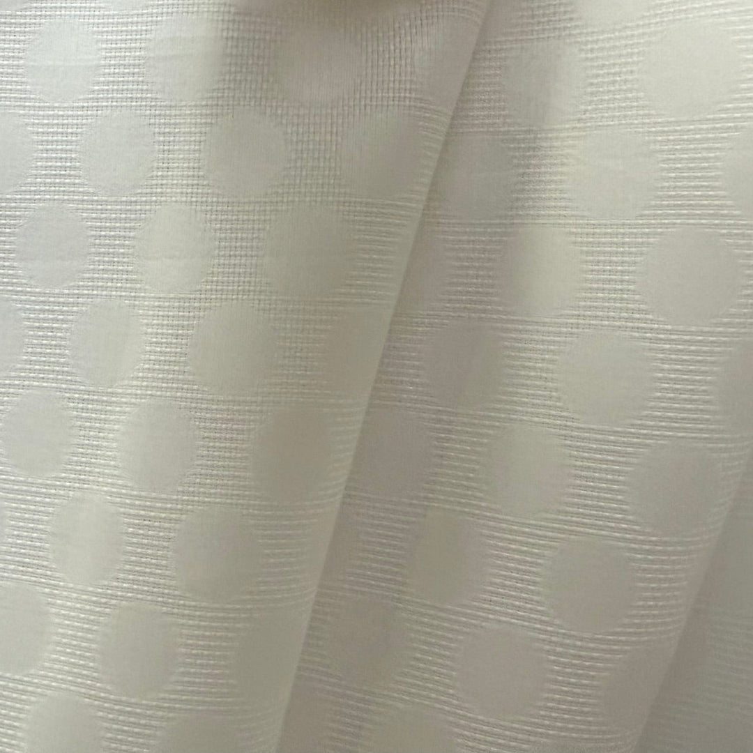 Semi-Sheer Silk White Dotted Loosely Woven Silk Jacquard Organza (Made in Italy)
