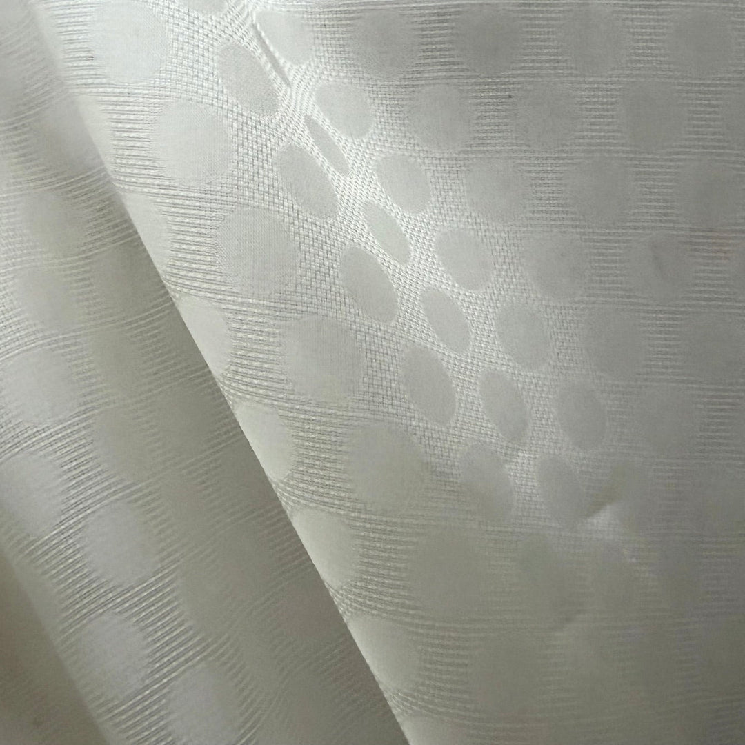 Semi-Sheer Silk White Dotted Loosely Woven Silk Jacquard Organza (Made in Italy)