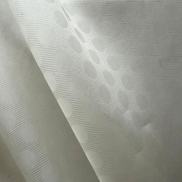 Semi-Sheer Silk White Dotted Loosely Woven Silk Jacquard Organza (Made in Italy)