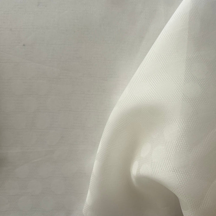 Semi-Sheer Silk White Dotted Loosely Woven Silk Jacquard Organza (Made in Italy)