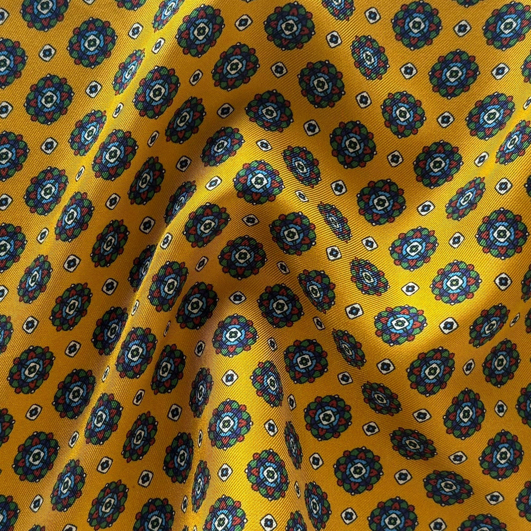 Handsome Golden Poppy Foulard Silk Twill (Made in Italy)