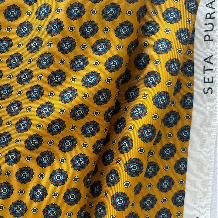 Handsome Golden Poppy Foulard Silk Twill (Made in Italy)