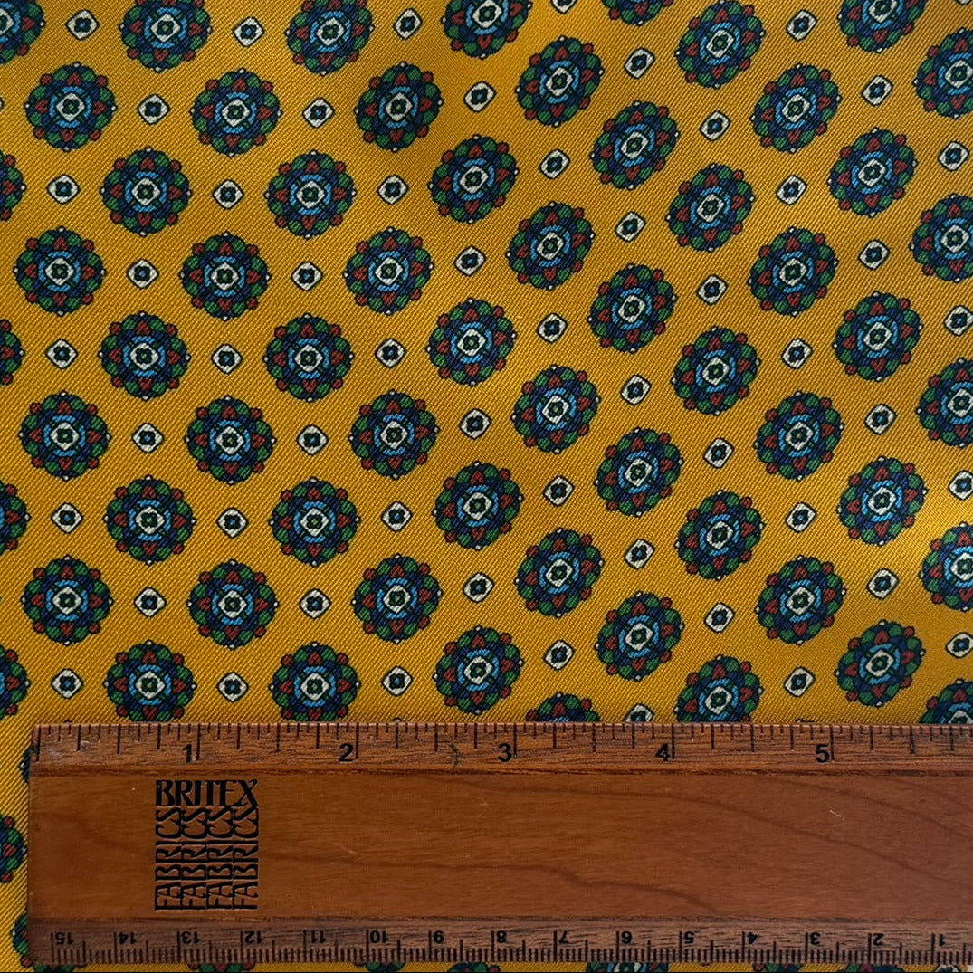 Handsome Golden Poppy Foulard Silk Twill (Made in Italy)