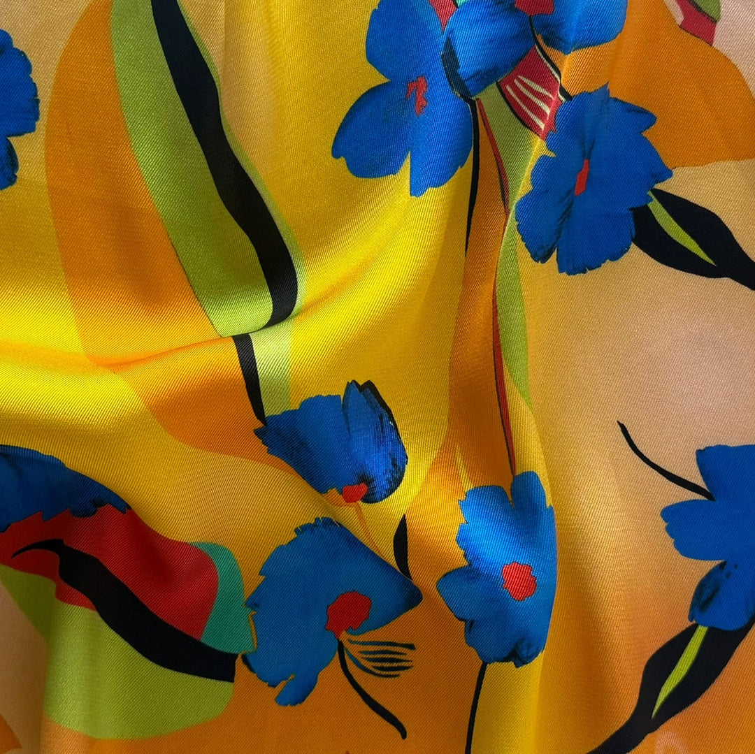 Etro Boisterous Cobalt Blue Cosmos Silk Twill (Made in Italy)