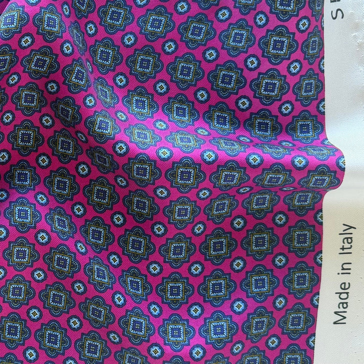 Handsome Hot Pink Foulard Silk Twill (Made in Italy)