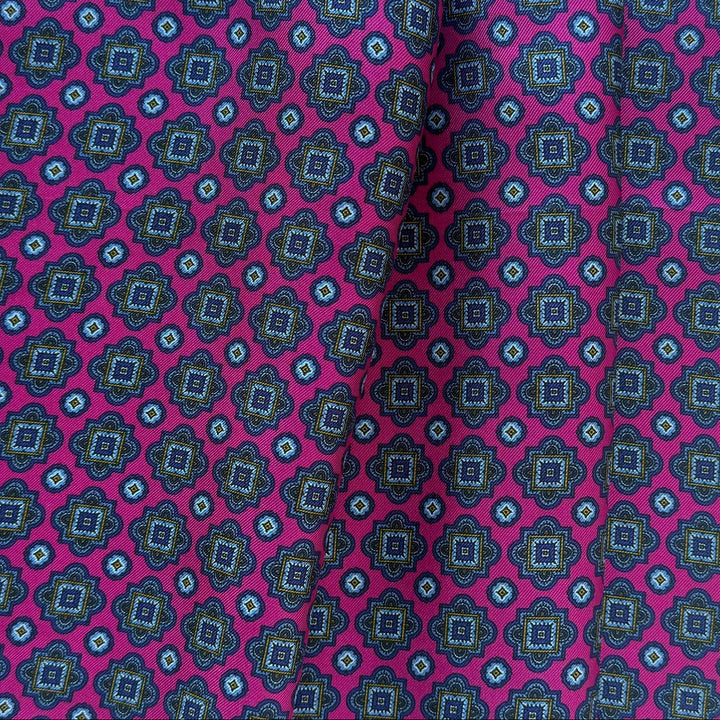 Handsome Hot Pink Foulard Silk Twill (Made in Italy)