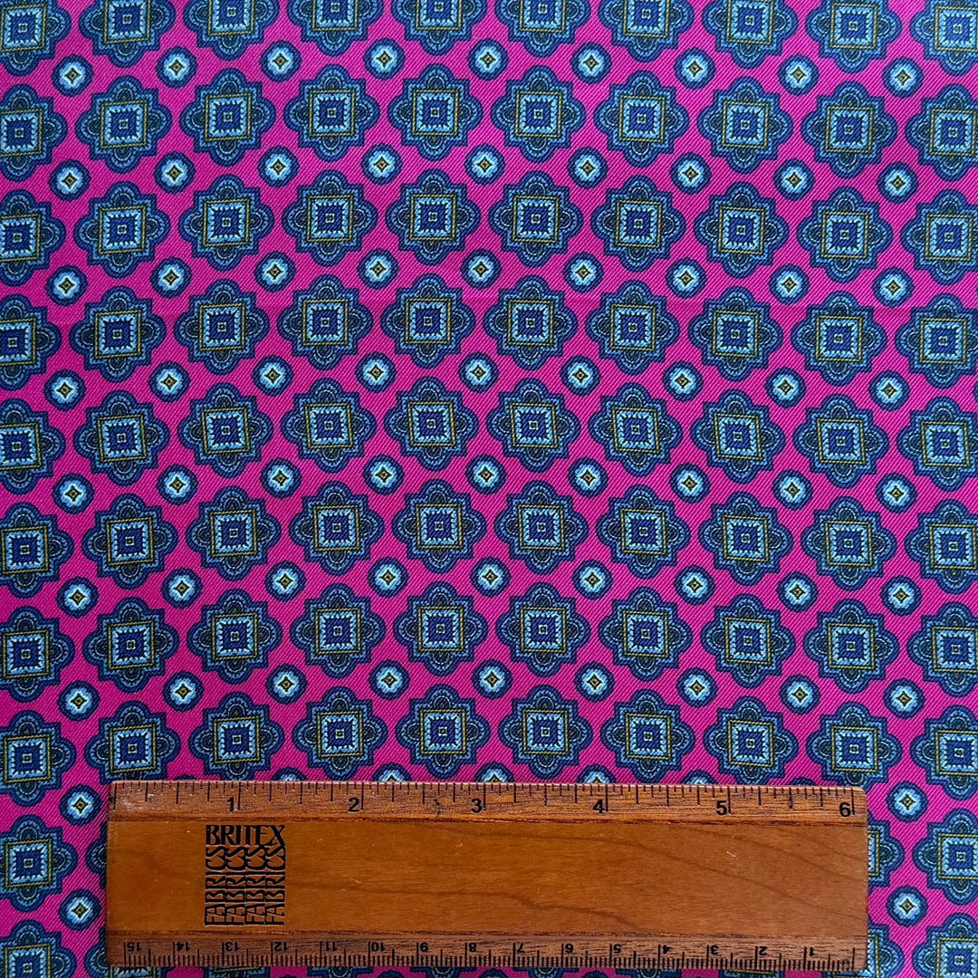 Handsome Hot Pink Foulard Silk Twill (Made in Italy)