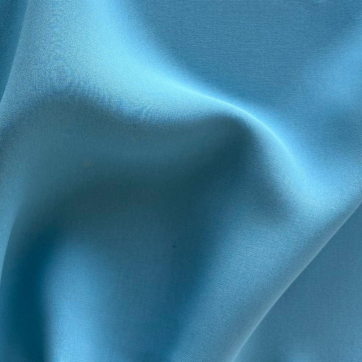 Saturated Robin's Egg Blue 3-Ply Silk Crepe (Made in Italy)