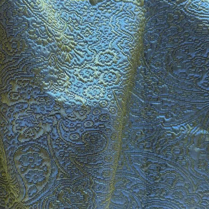 Etro Iridescent Paisley Mermaid Tail Metallic Stretch Cotton Blend Brocade (Made in Italy)