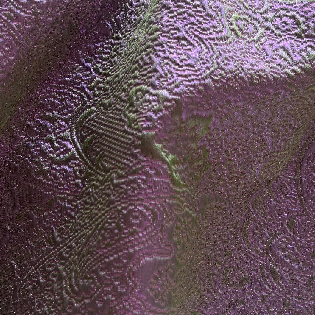 Etro Iridescent Paisley Magenta & Lime Metallic Stretch Cotton Blend Brocade (Made in Italy)