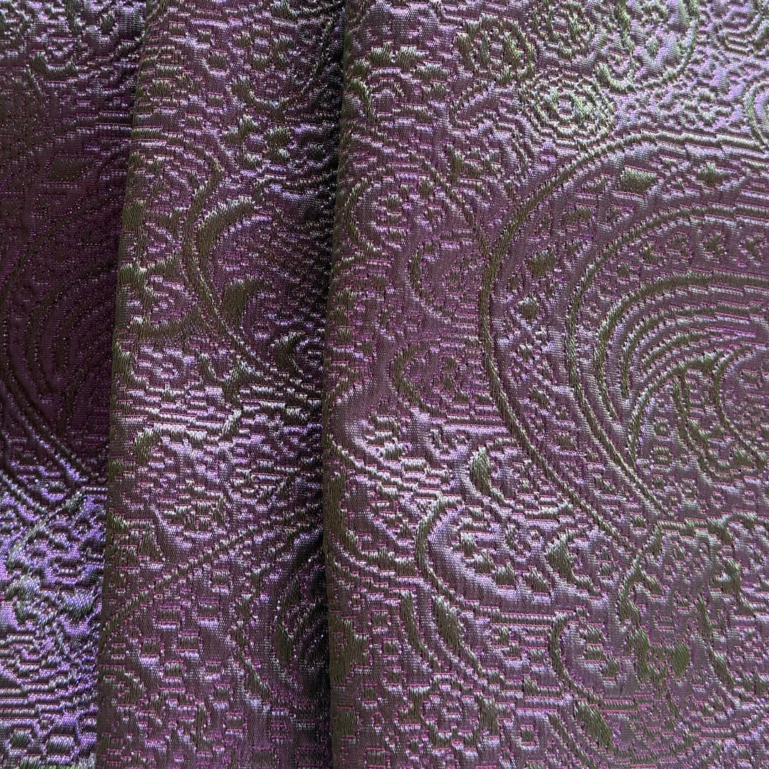 Etro Iridescent Paisley Magenta & Lime Metallic Stretch Cotton Blend Brocade (Made in Italy)