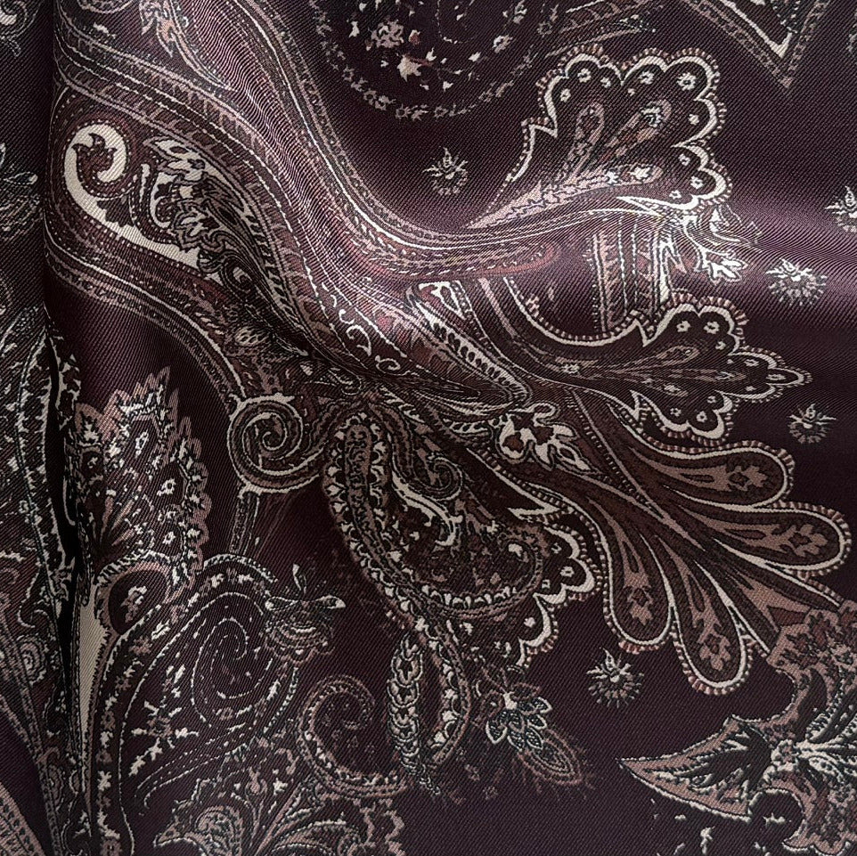Etro Italian Plum & Mauve Paisley Silk Twill (Made in Italy)