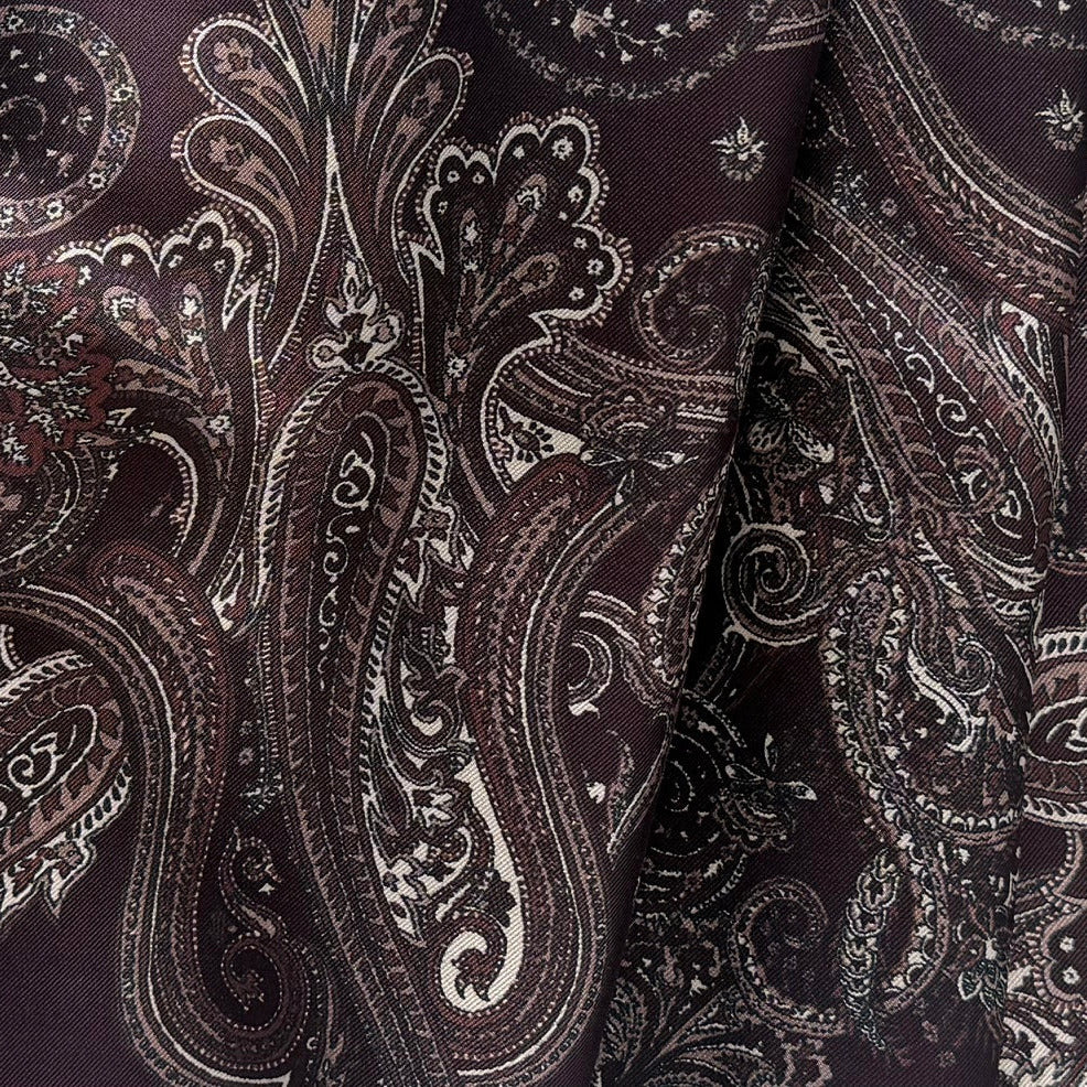 Etro Italian Plum & Mauve Paisley Silk Twill (Made in Italy)