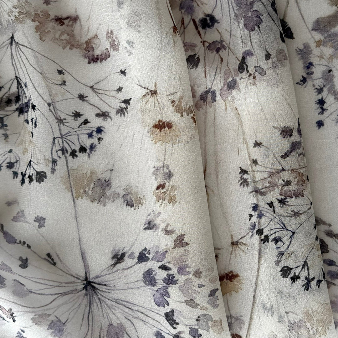 Semi-Sheer Pale Mulberry Queen Anne's Lace Silk Chiffon (Made in Italy)
