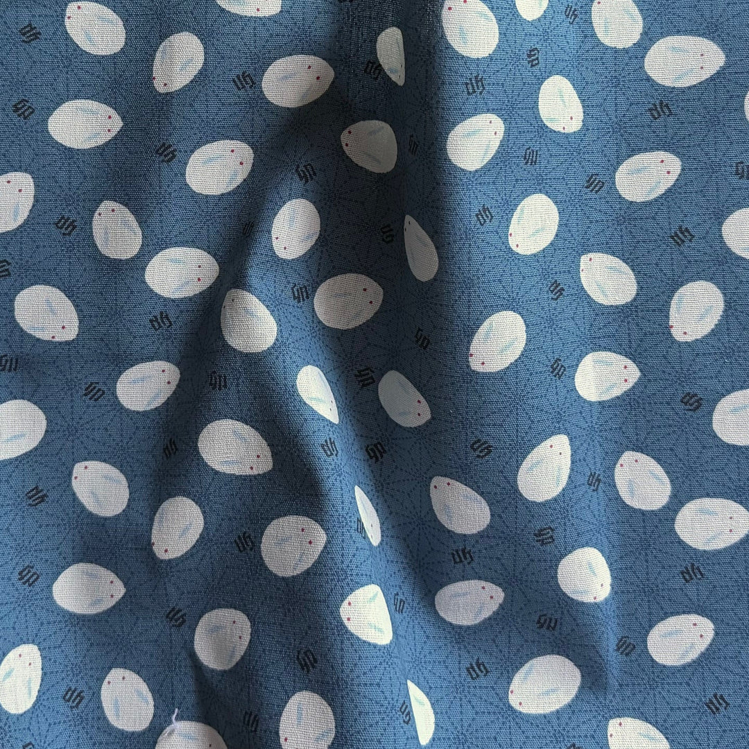 Slipper Bunnies on Denim Blue Quilting Cotton (Made in Japan)