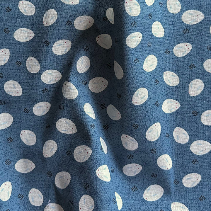 Slipper Bunnies on Denim Blue Quilting Cotton (Made in Japan)