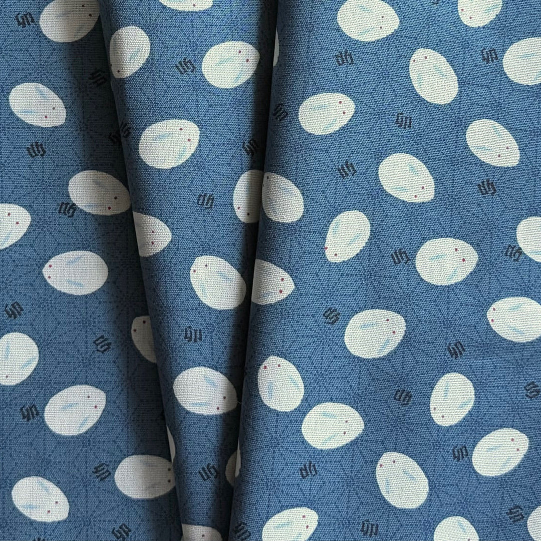 Slipper Bunnies on Denim Blue Quilting Cotton (Made in Japan)