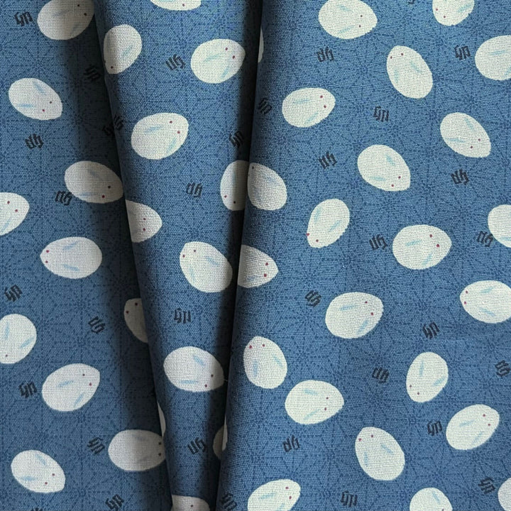 Slipper Bunnies on Denim Blue Quilting Cotton (Made in Japan)