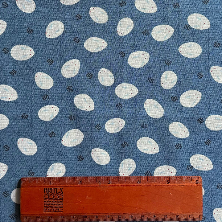 Slipper Bunnies on Denim Blue Quilting Cotton (Made in Japan)