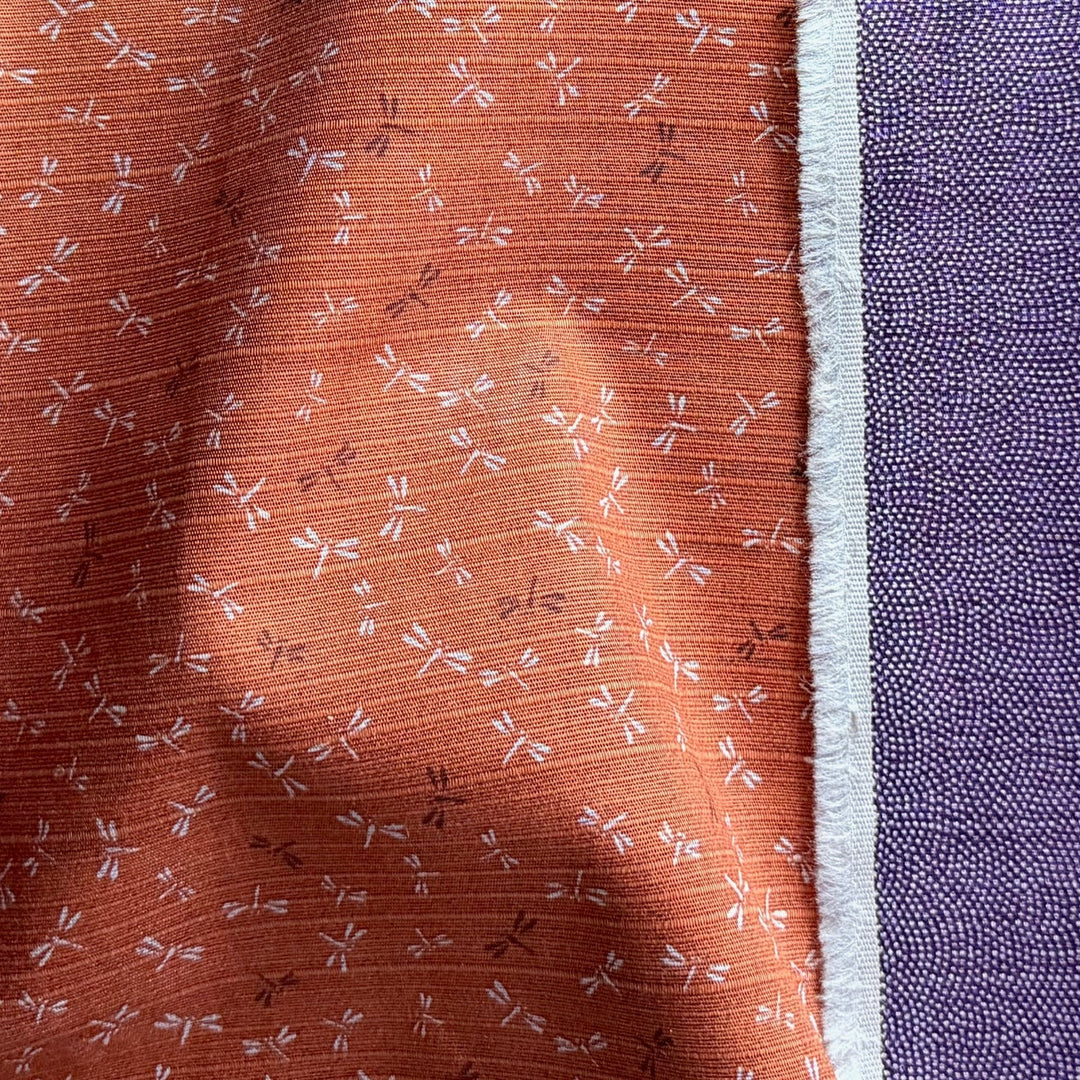 Same-Komon & Dragonfly Burnt Orange Reversible Dobby Cotton (Made in Japan)