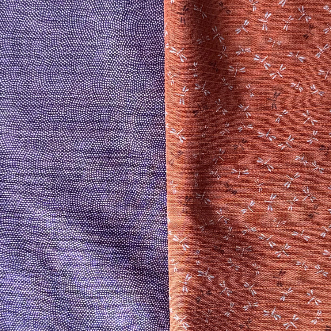 Same-Komon & Dragonfly Burnt Orange Reversible Dobby Cotton (Made in Japan)