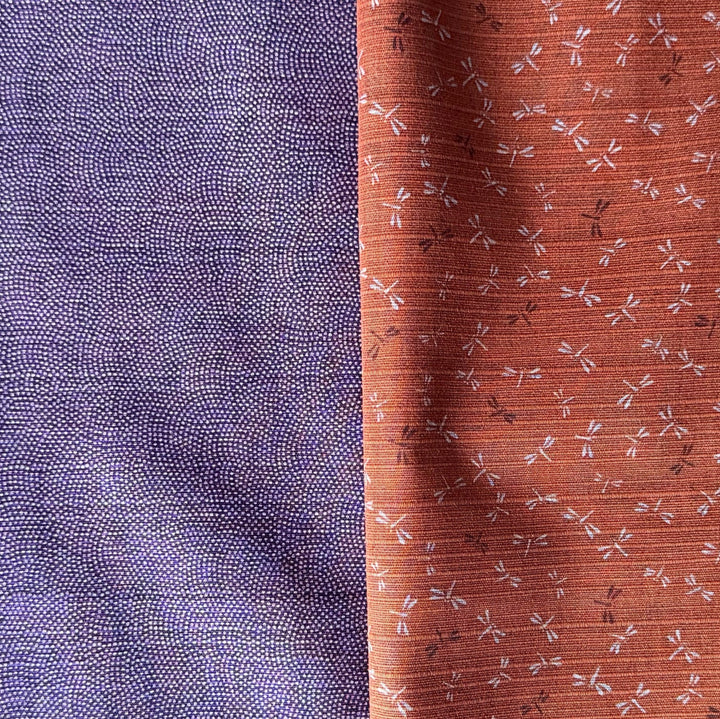 Same-Komon & Dragonfly Burnt Orange Reversible Dobby Cotton (Made in Japan)