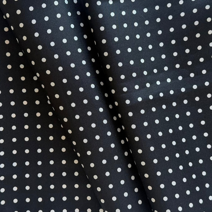 Riviera Holiday White Polka Dots Silk Twill (Made in Italy)