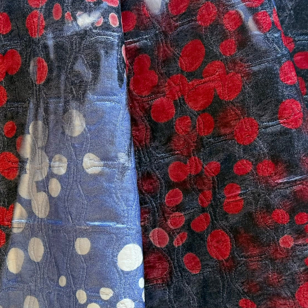 Yayoi Kusama Red Dots Silk Blend Jacquard Brocade (Made in Italy)