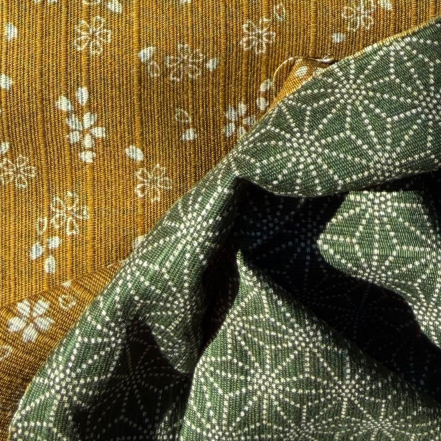 Asanoha & Plum Blossoms Reversible Dobby Cotton (Made in Japan)