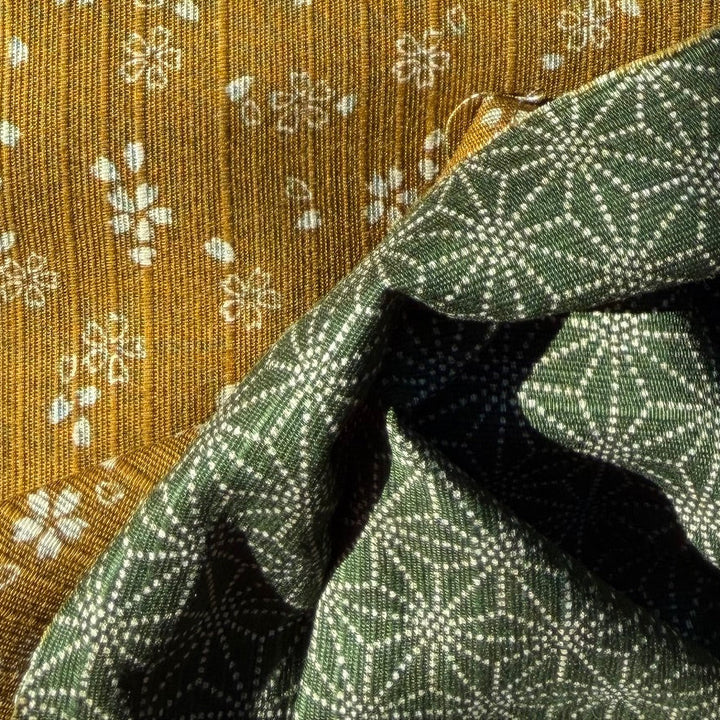 Asanoha & Plum Blossoms Reversible Dobby Cotton (Made in Japan)