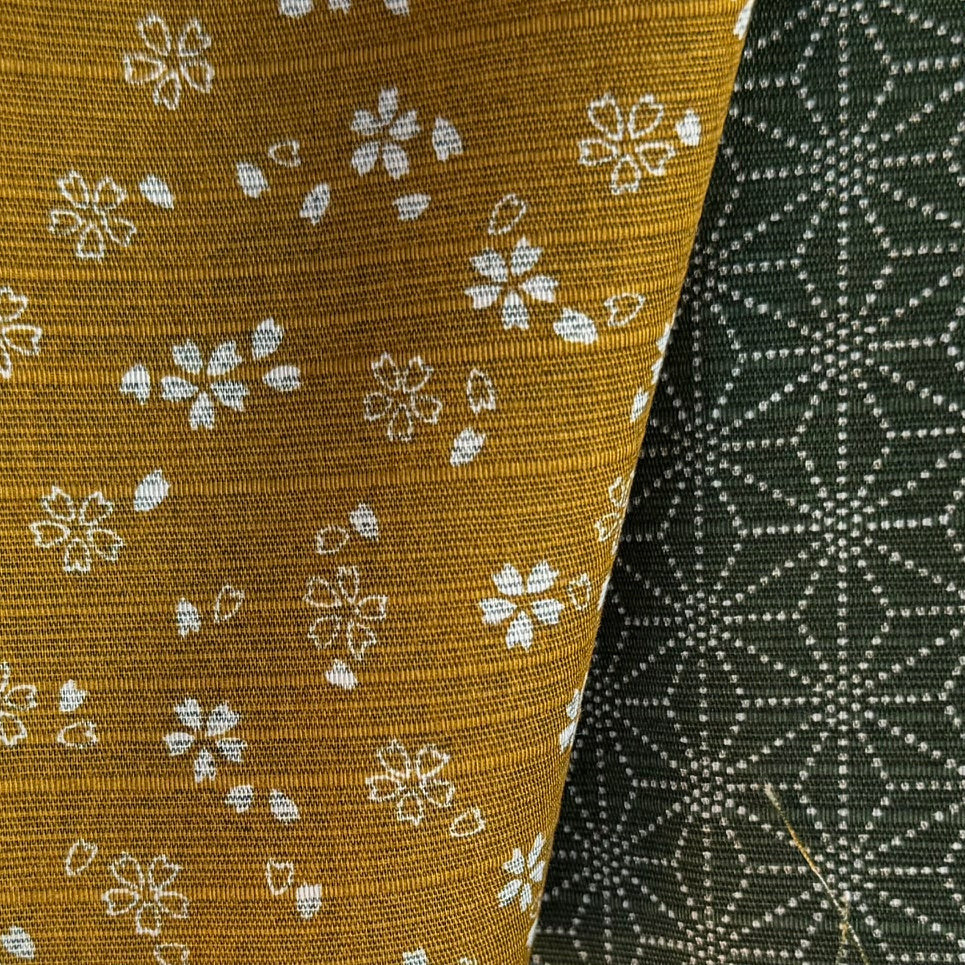 Asanoha & Plum Blossoms Reversible Dobby Cotton (Made in Japan)