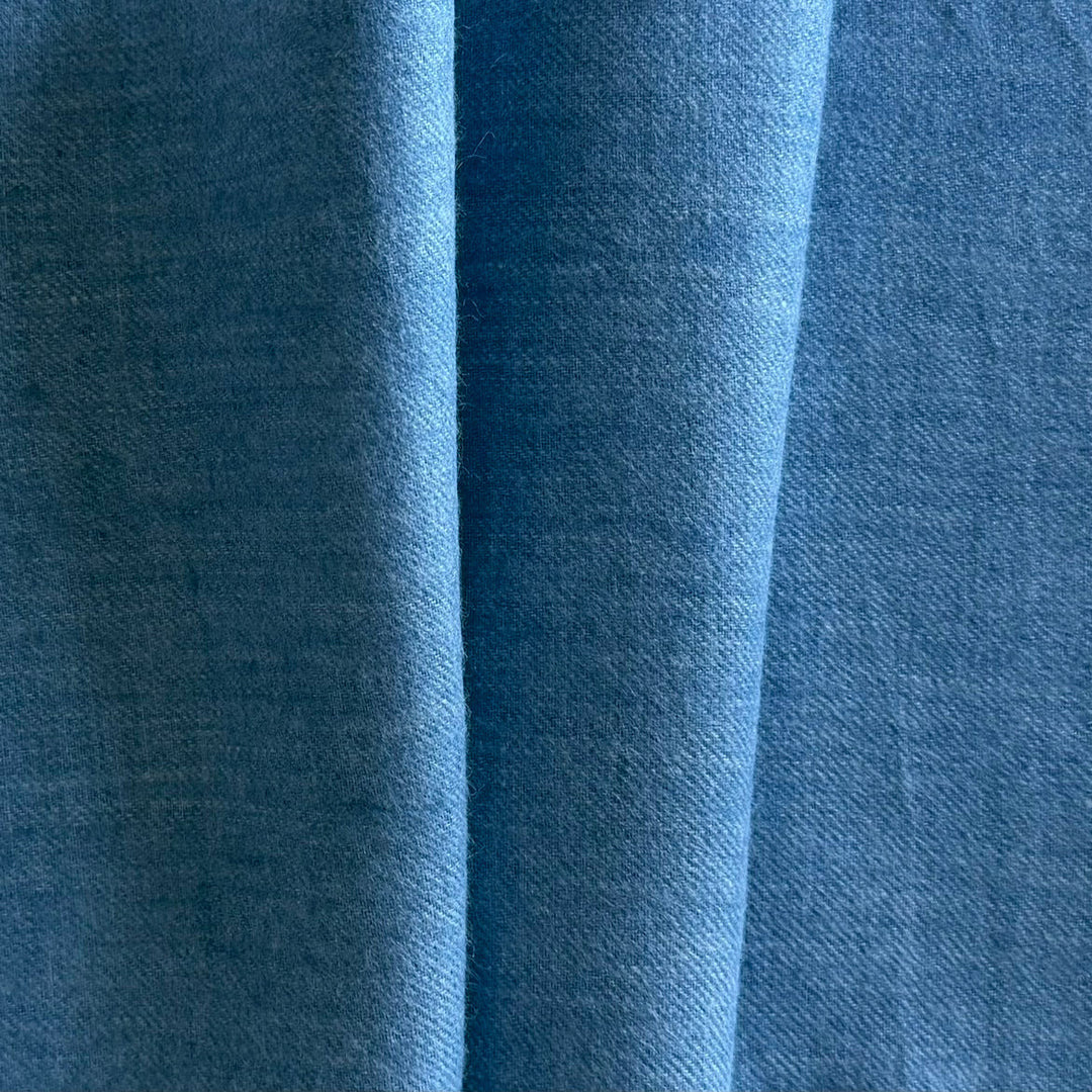 Loro Piana Washed Denim Blue Lightly Brushed Cotton Twill (Made in Italy)