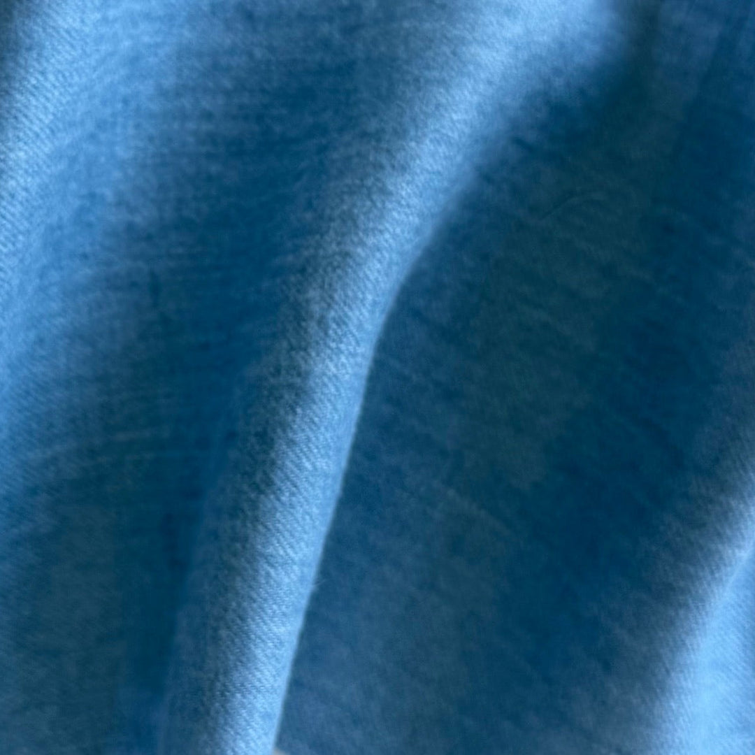 Loro Piana Washed Denim Blue Lightly Brushed Cotton Twill (Made in Italy)