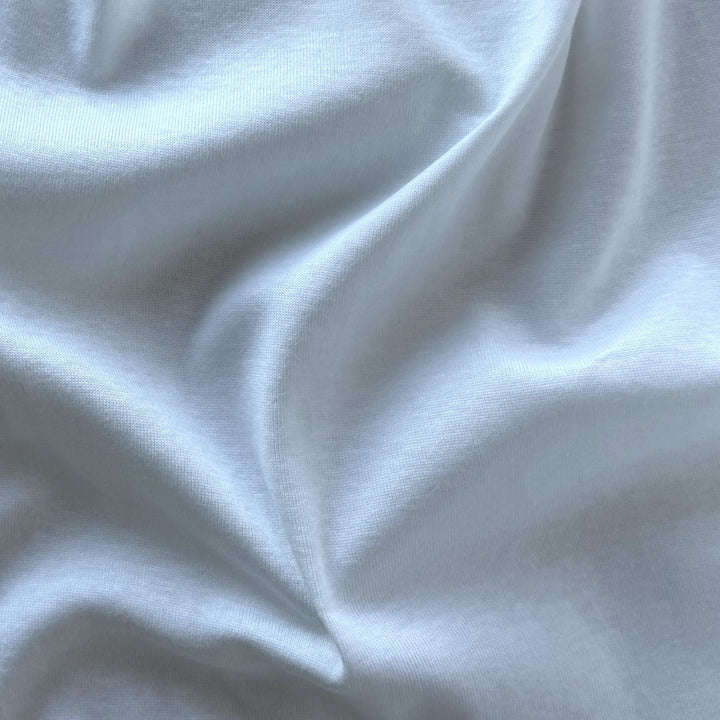 Lighter-Weight White Combed Cotton Rib Knit  (Made in USA)